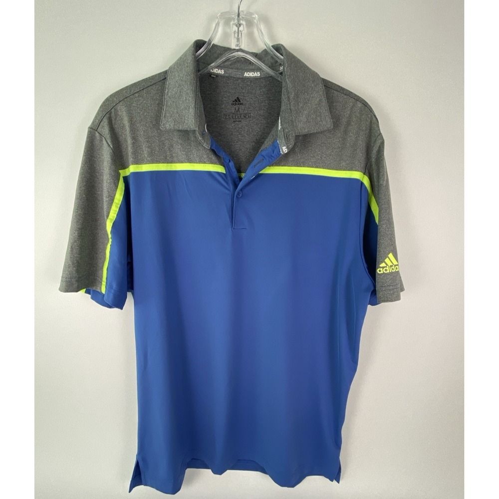 Adidas Golf Performance Polo Shirt Mens Med Stretch Blue Gray 2 Tone Lightweight